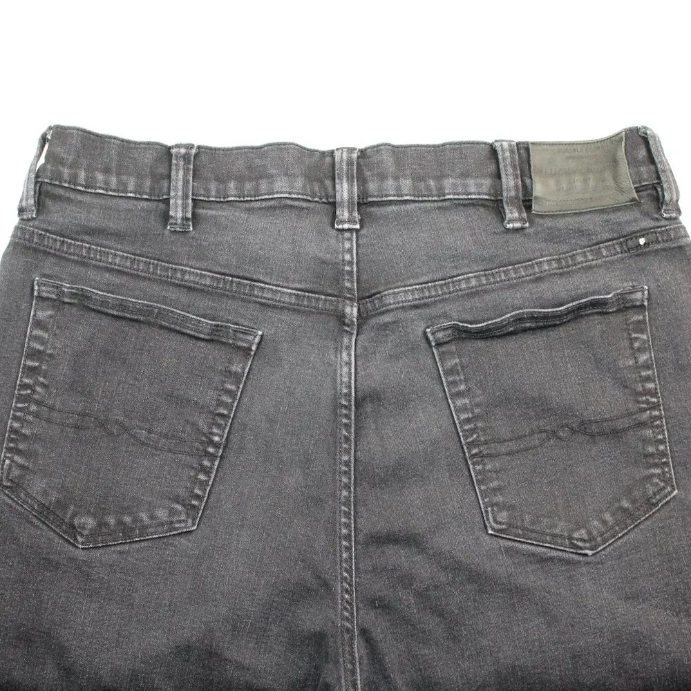 Lucky Brand 37 X 33 Athletic Fit Black Flex Straight Leg Distressed Denim Jeans - Picture 3 of 11